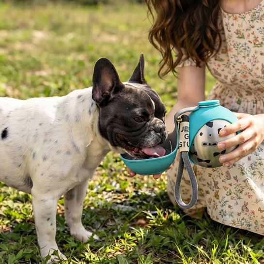 Portable Dog Water Bottle — Flip-Out Bowl for Walks, Hikes & Travel
