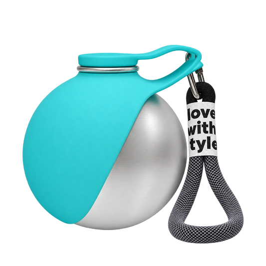 Stainless Steel Dog Water Bottle with Flip-Out Bowl