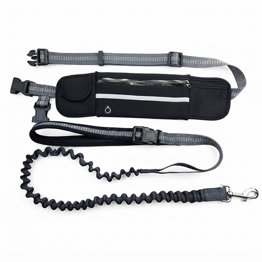 Hands-Free Dog Running Leash — Bungee Leash + Reflective Waist Bag