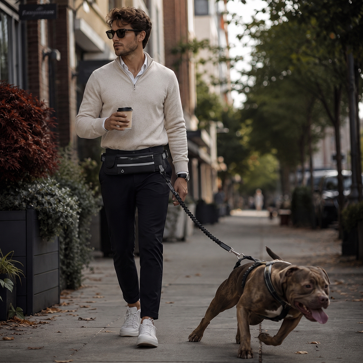Hands-Free Dog Running Leash — Bungee Leash + Reflective Waist Bag