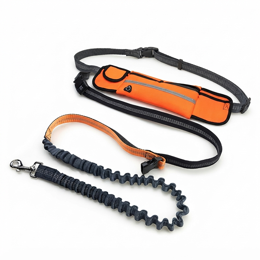 Hands-Free Dog Running Leash — Bungee Leash + Reflective Waist Bag