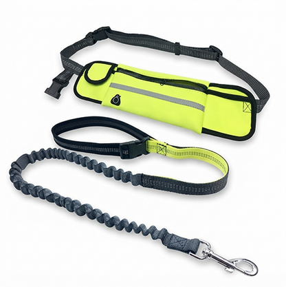 Hands-Free Dog Running Leash — Bungee Leash + Reflective Waist Bag