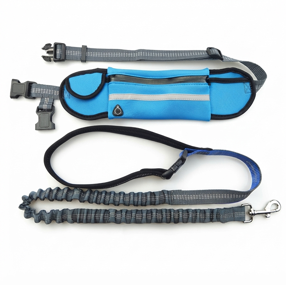 Hands-Free Dog Running Leash — Bungee Leash + Reflective Waist Bag