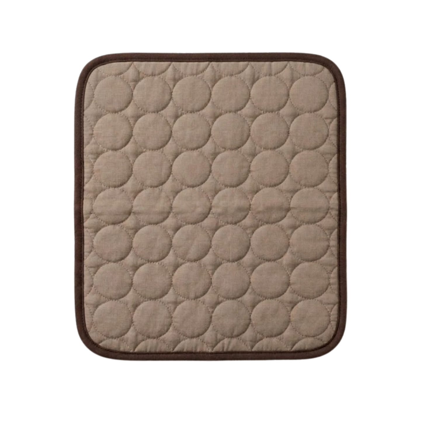 Quilted square dog cooling mat with brown border