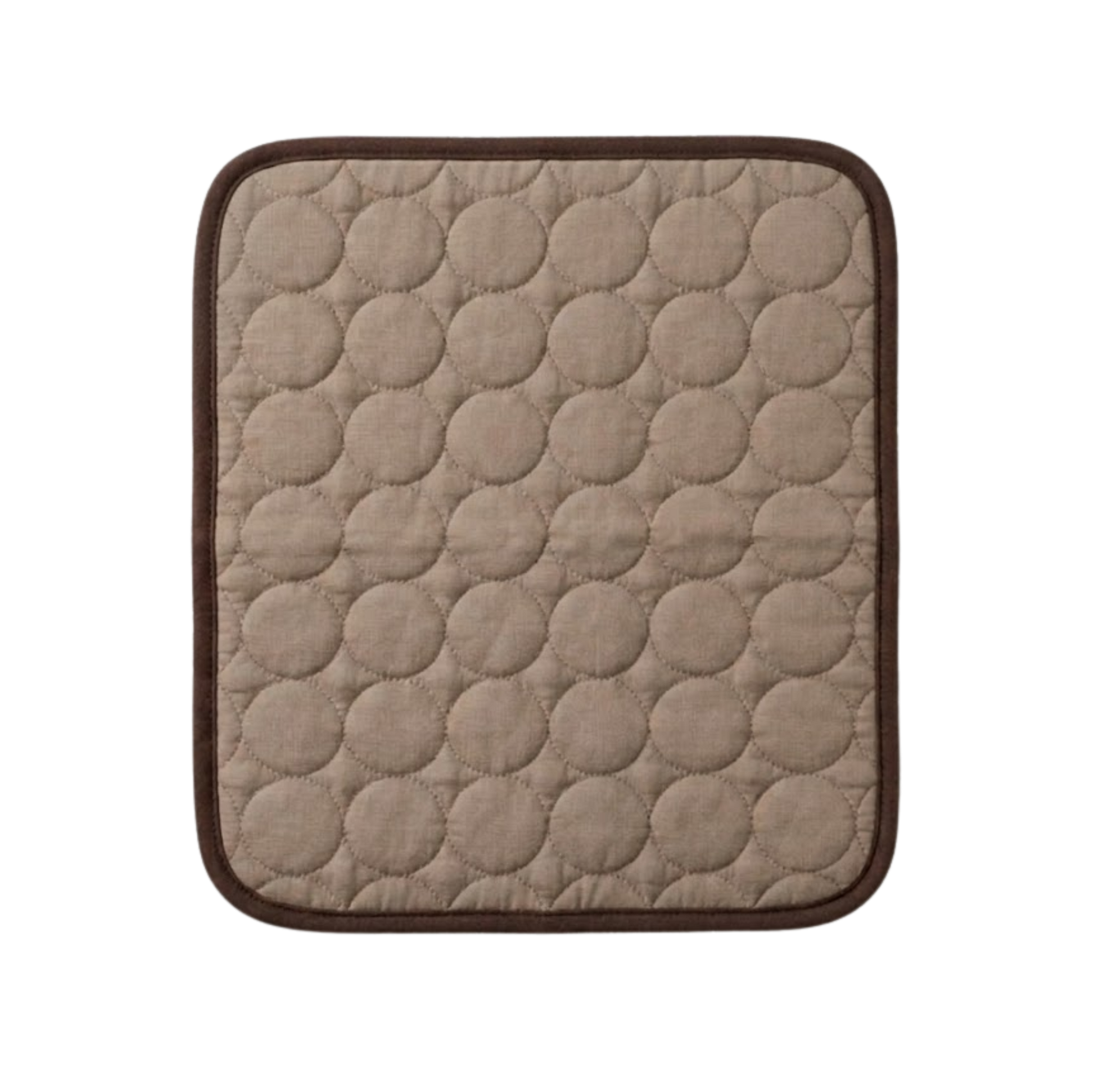 Quilted square dog cooling mat with brown border