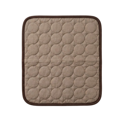 Quilted square dog cooling mat with brown border