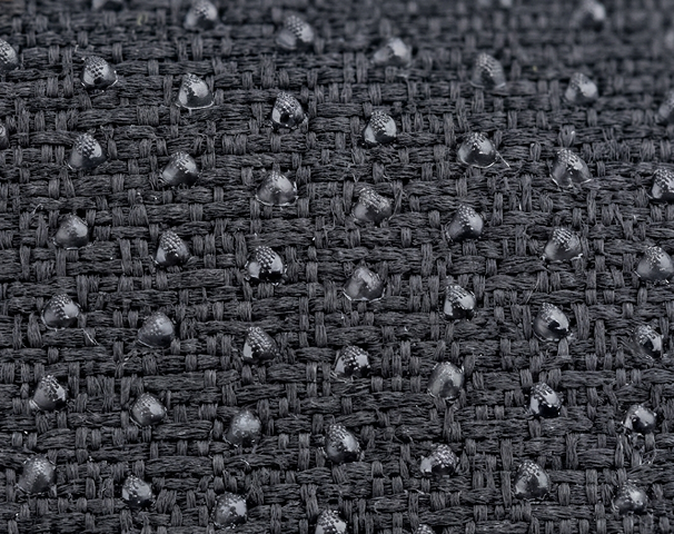 Close-up of a textured black fabric surface from dog car seat cover