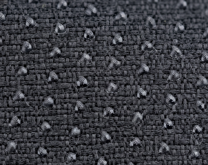 Close-up of a textured black fabric surface from dog car seat cover