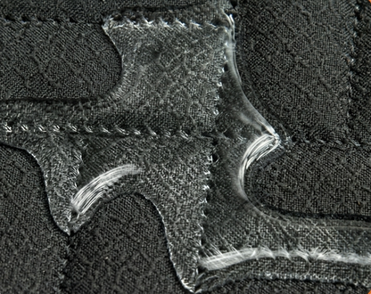 Close-up of a textured fabric surface with water reppelent material