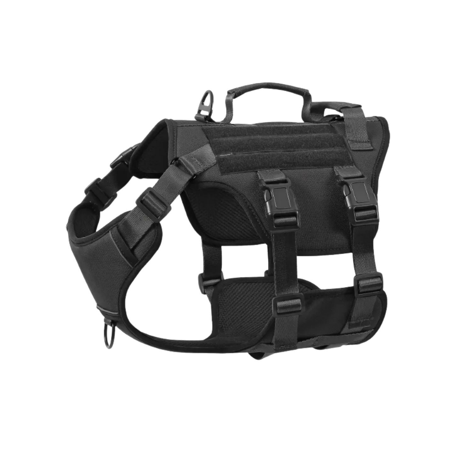 Black dog harness on a white background