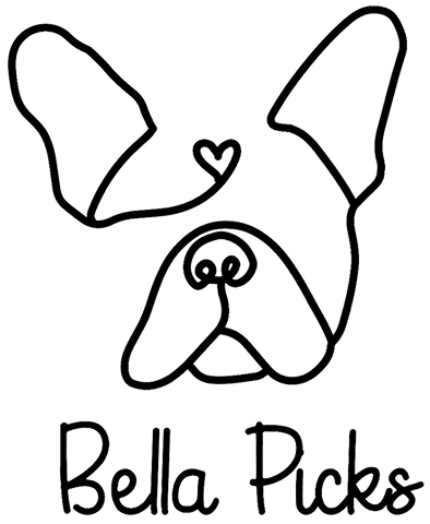 Black and white logo with a stylized face and 'Bella Picks' text on a white background